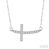 1/5 ctw Round Cut Diamond Cross Pendant in 14K White Gold with Chain